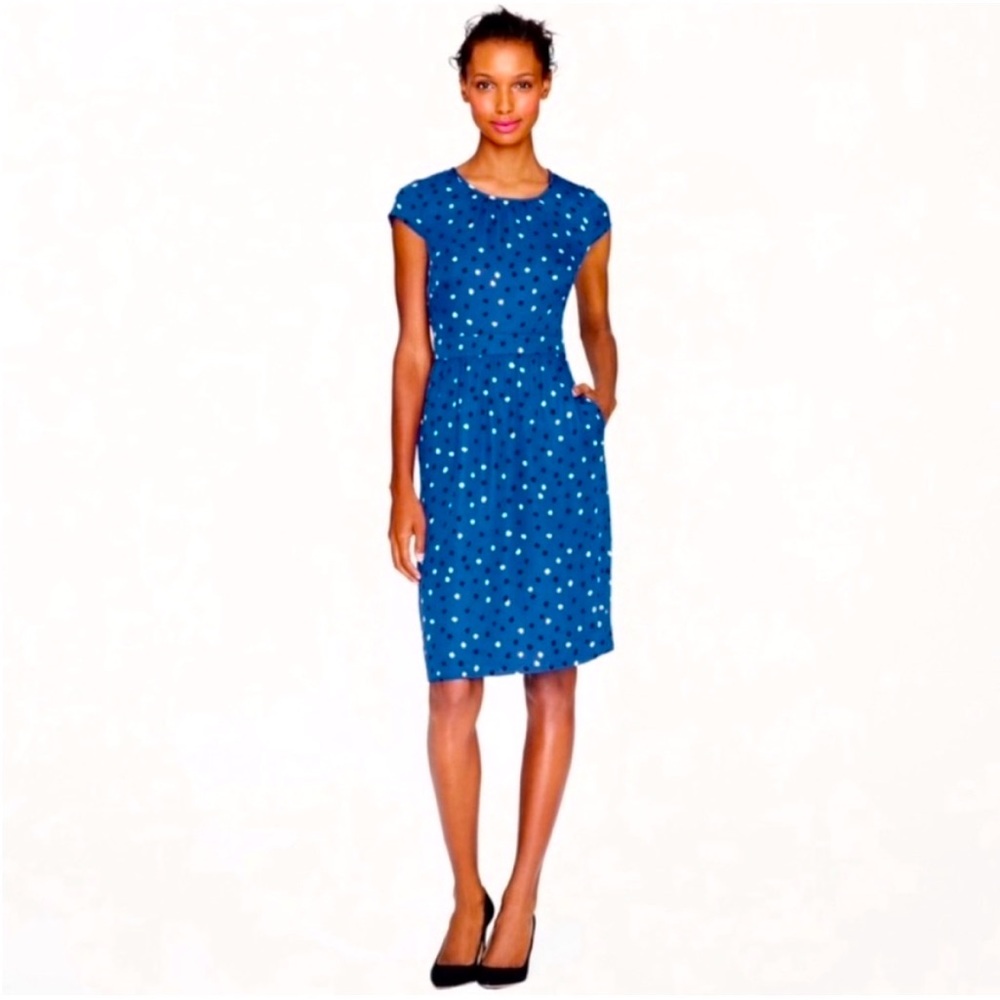 J.Crew Silk Cap Sleeves Abstract Dot Print Dress